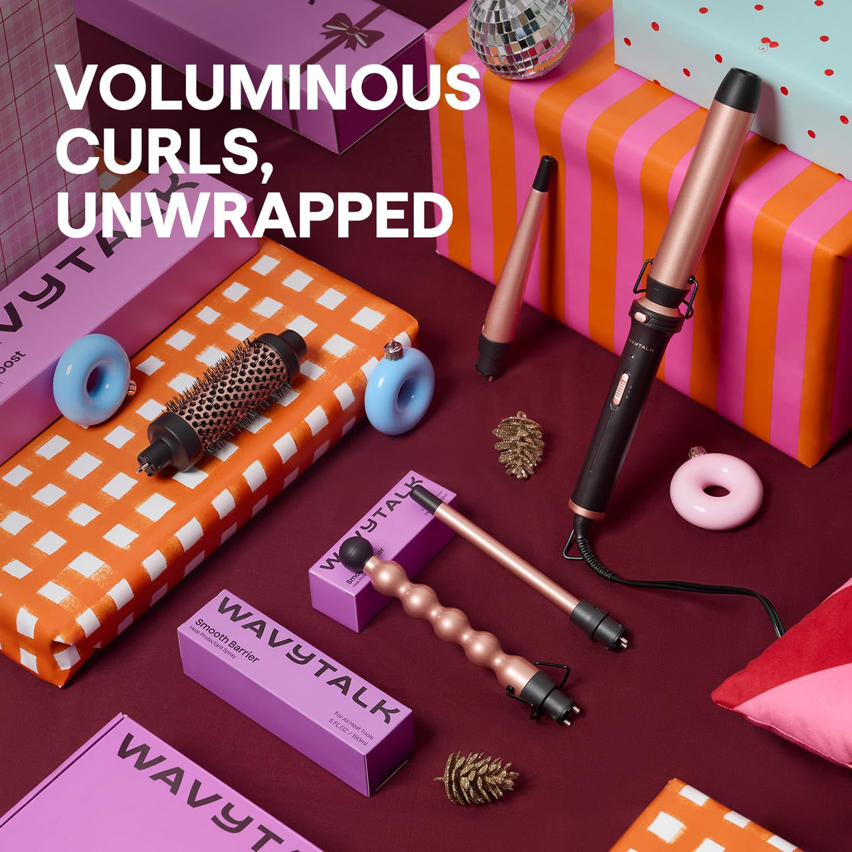 Wavytalk curling wand set with insulated glove