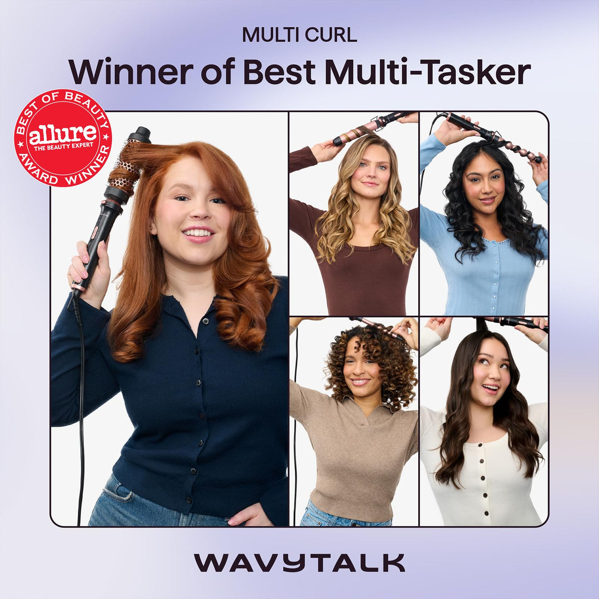 Wavytalk curling wand with 1 inch bubble barrel