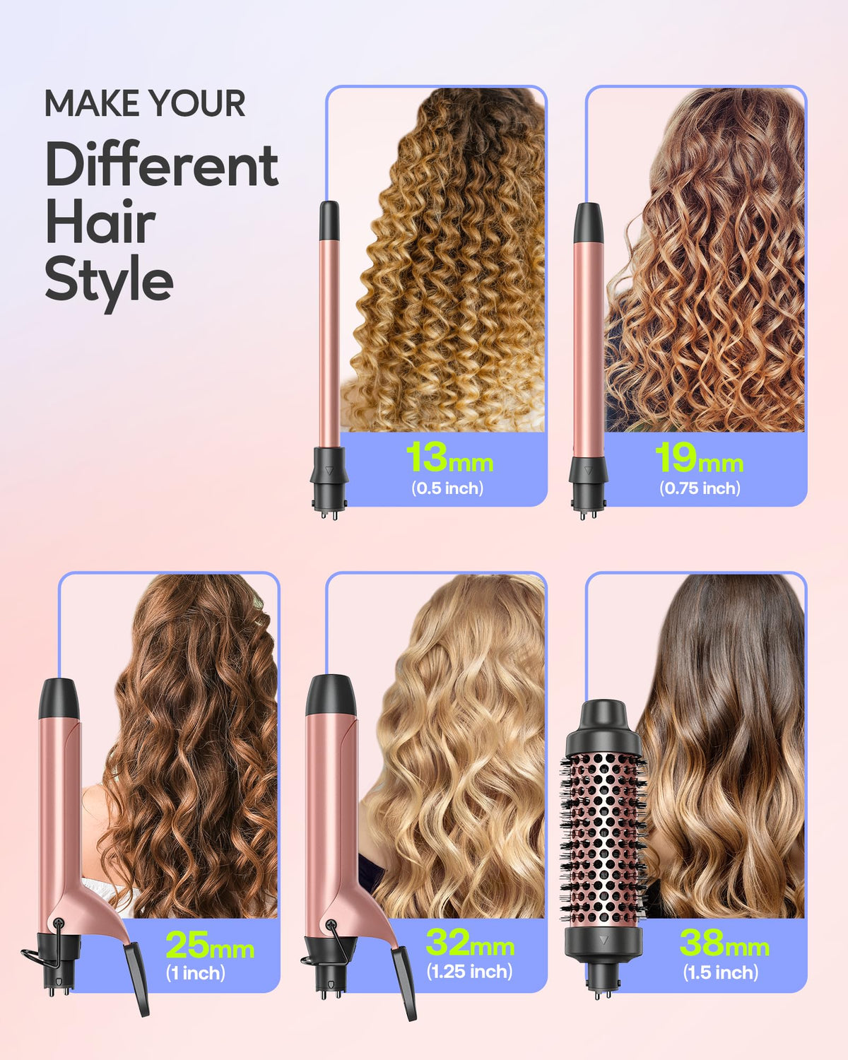 Wavytalk curling wand with interchangeable barrels