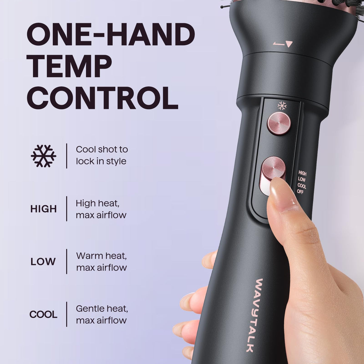 Wavytalk Hair Dryer Brush in use on long hair