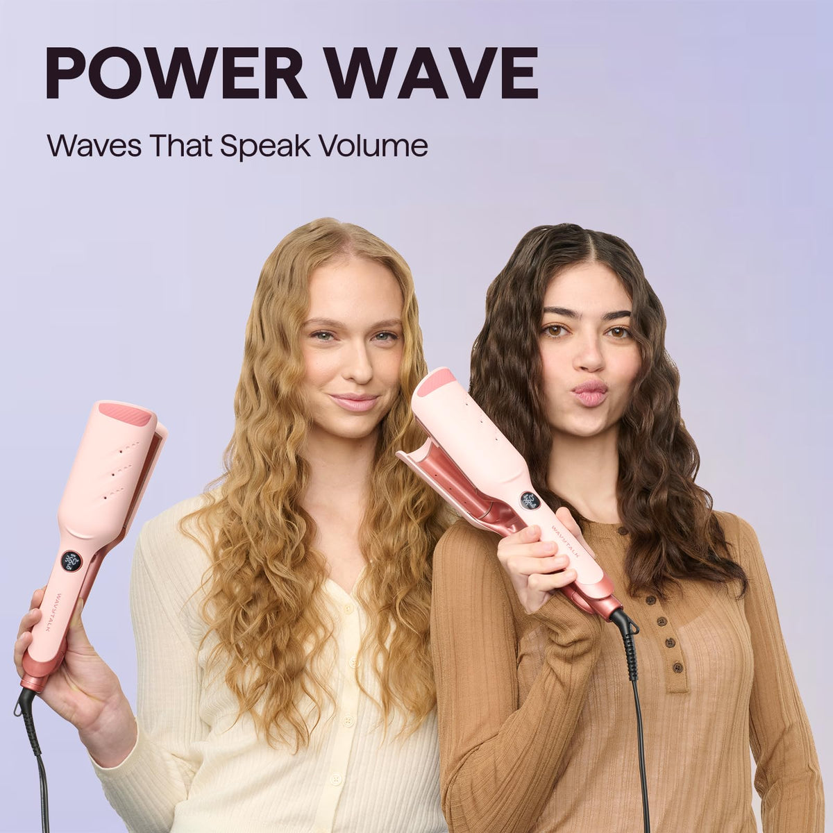 Wavytalk Power Wave Hair Crimper side view showing dual-barrel design