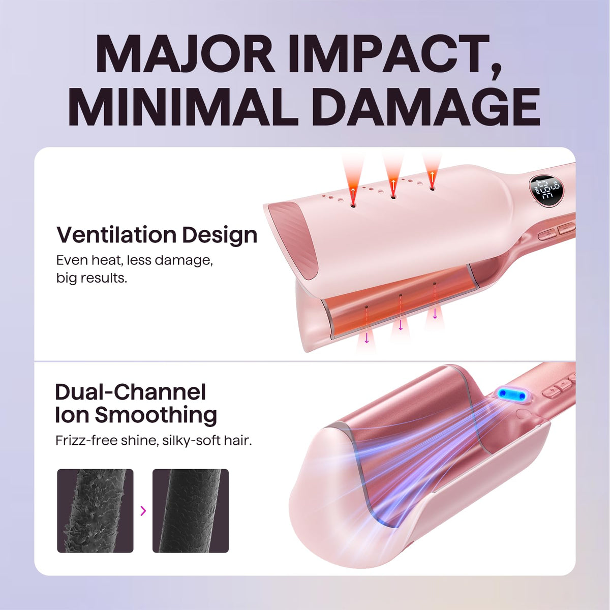 Wavytalk Power Wave Hair Crimper with temperature settings displayed