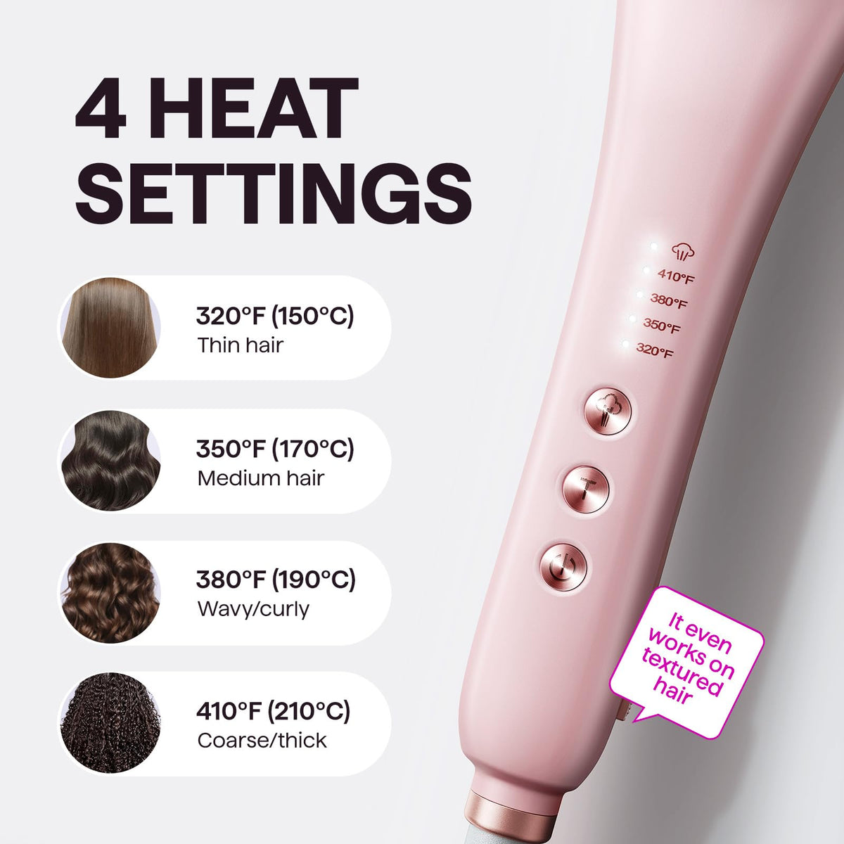 Wavytalk Pro Steam Hair Straightener Brush temperature settings display