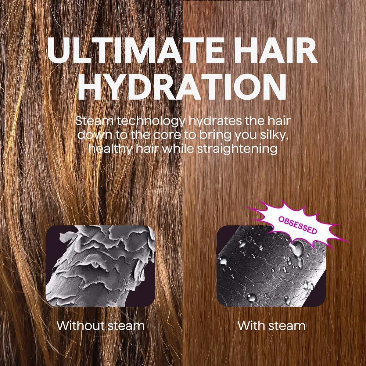Wavytalk Pro Steam Hair Straightener Brush with steam technology