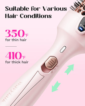 Wavytalk Thermal Brush in lifestyle setting with curls