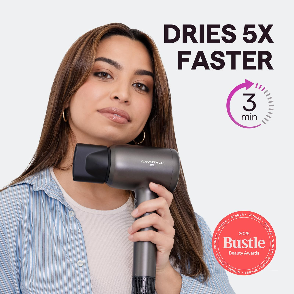 Wavytalk Turblow Pro Hair Dryer side view with diffuser attachment