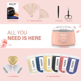 Waxing kit tools including applicator sticks and scissors