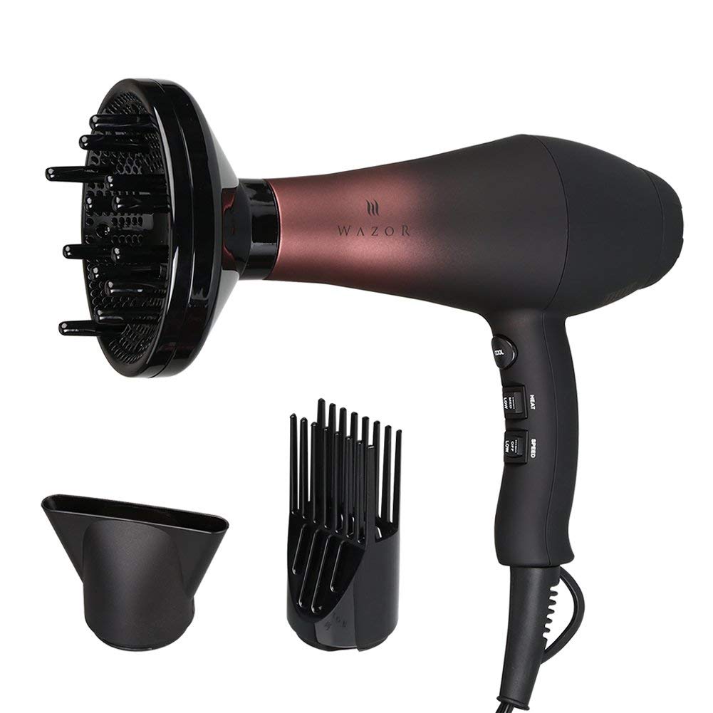 Wazor Professional Ionic Hair Dryer black model front view