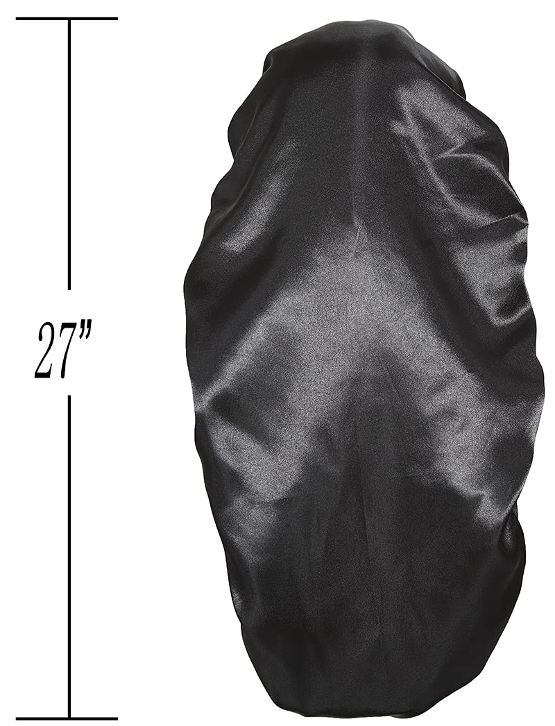 Wbfwbb black satin bonnet on a mannequin