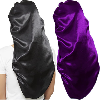 Wbfwbb Silk Bonnet Set in Black and Purple front view