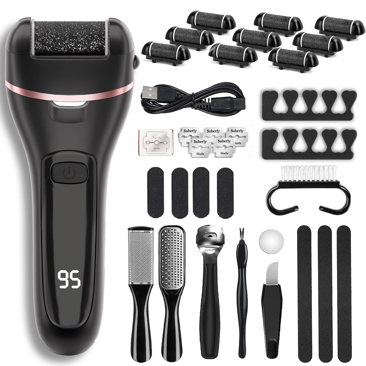 Wea&Hea Electric Foot Callus Remover with roller heads and tools