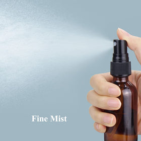 Wedama 2 oz amber glass spray bottle side view