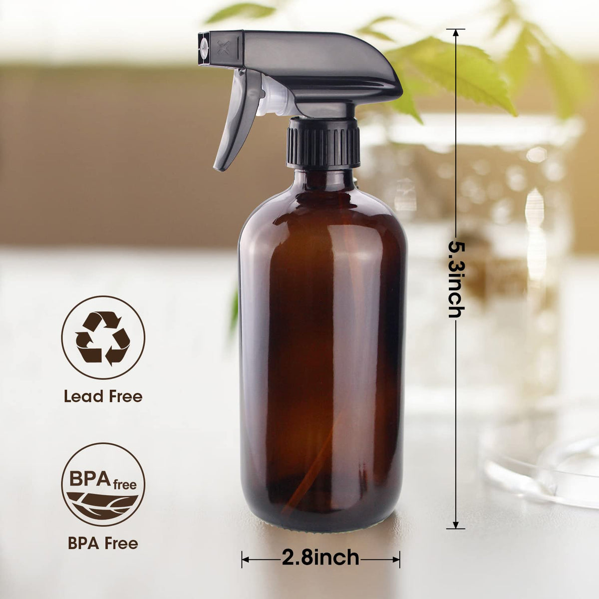 Wedama amber glass spray bottle with non-slip nozzle