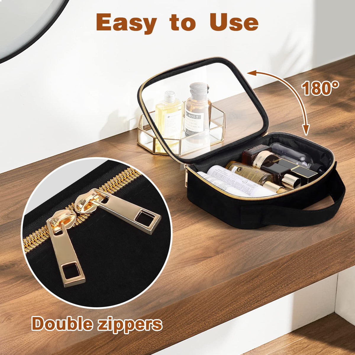 Wedama Clear Toiletry Bag collection of three sizes displayed together