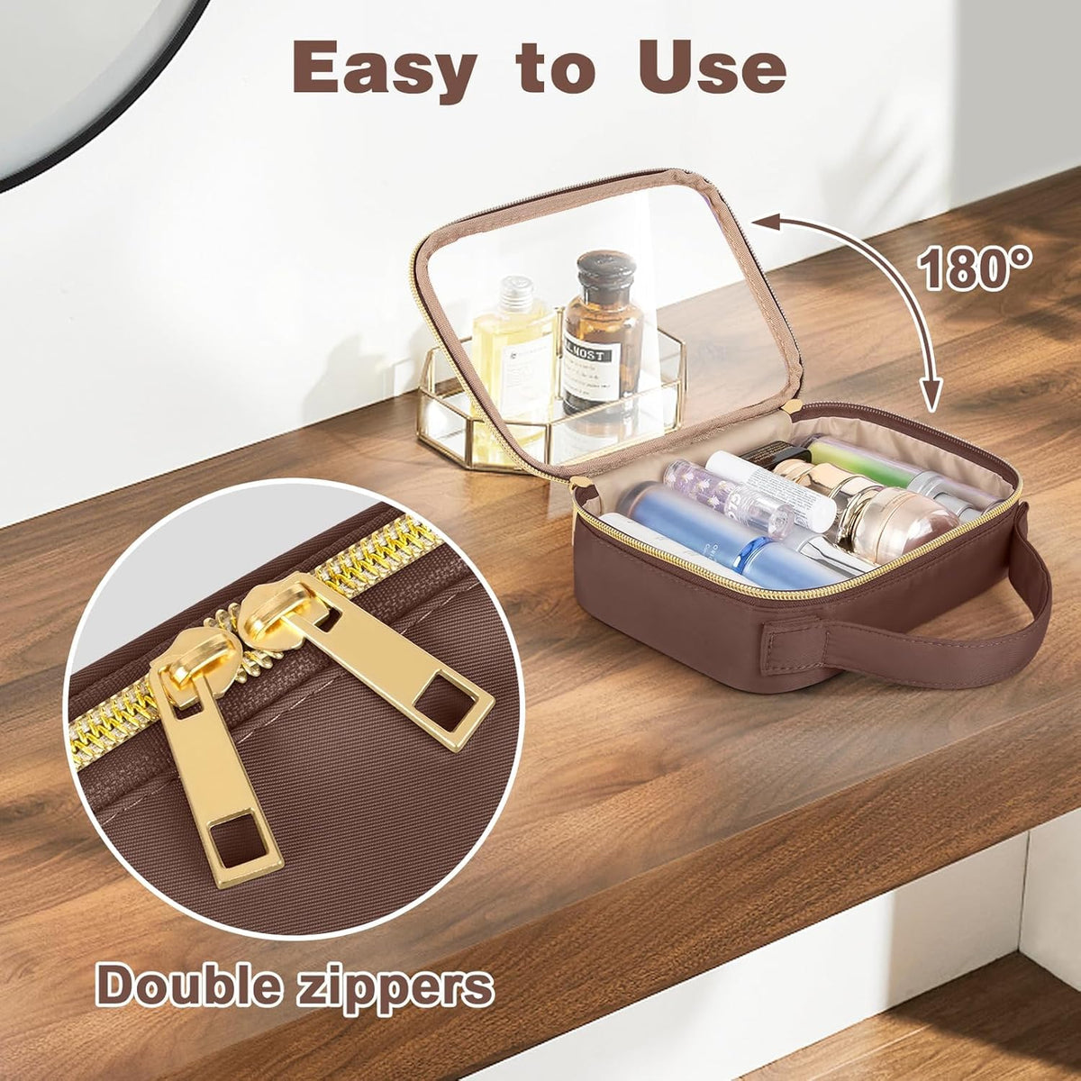 Wedama Clear Toiletry Bag in a suitcase demonstrating portability