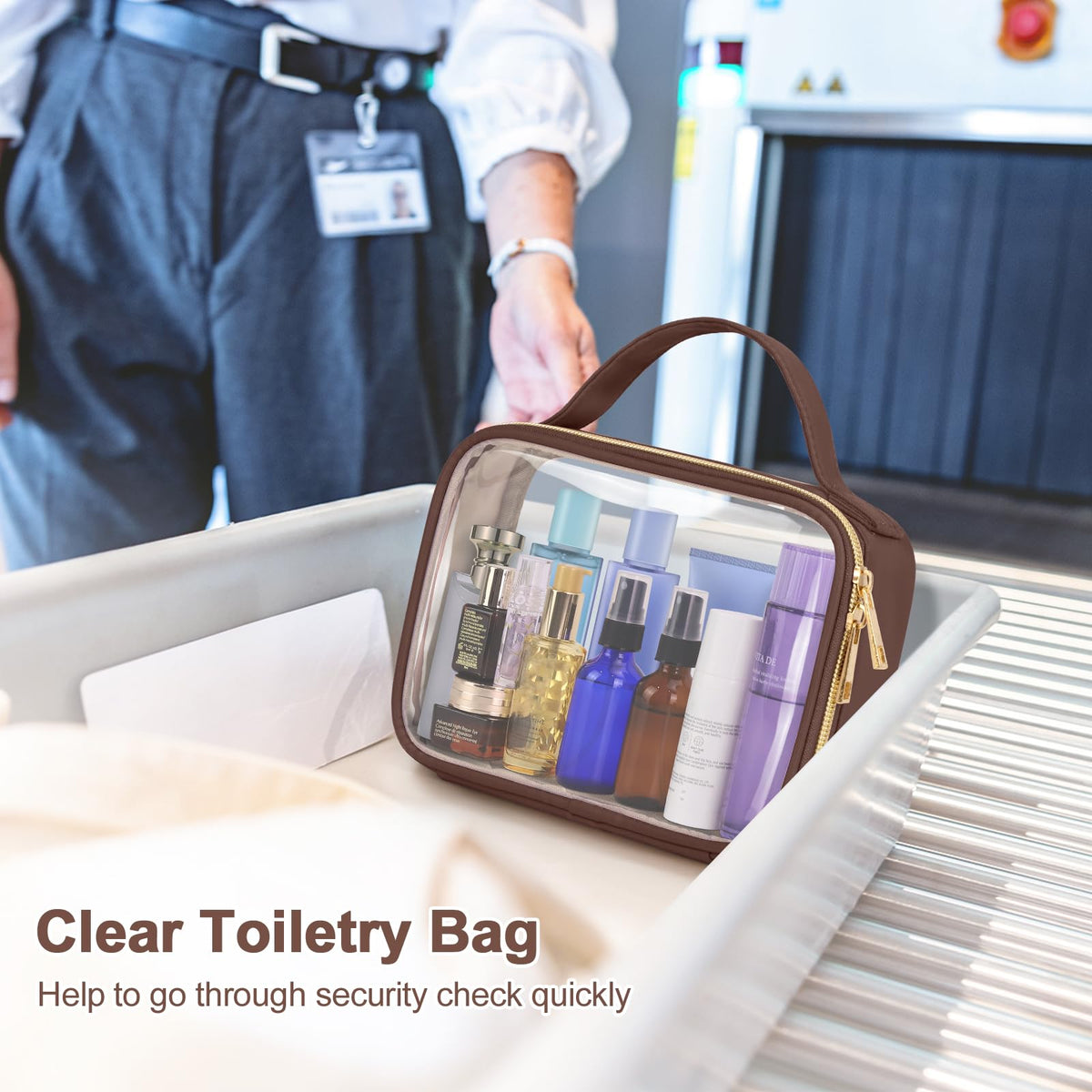 Wedama Clear Toiletry Bag opened 180 degrees displaying travel essentials
