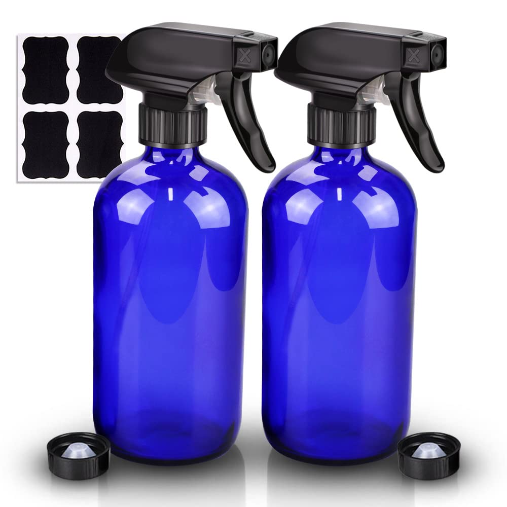 Wedama Glass Spray Bottle 16 oz blue model front view