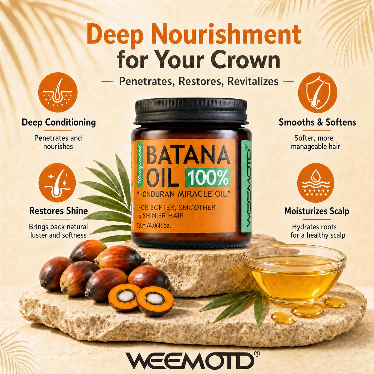 WEEMOTD Raw Batana Oil application on hair ends