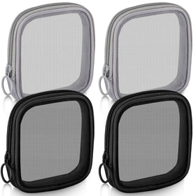 Weewooday 4 Pcs Mesh Makeup Bag Set in black and grey