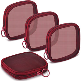 Weewooday 4 Pcs Mesh Makeup Bag set in wine red