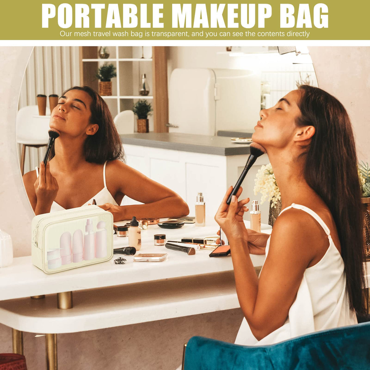 Weewooday cosmetic pouches in a travel setting