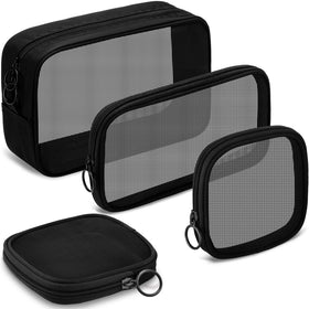 Weewooday Mesh Makeup Bag Set includes four transparent pouches