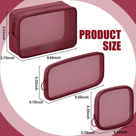 Weewooday Mesh Makeup Bag Set showing zipper closure