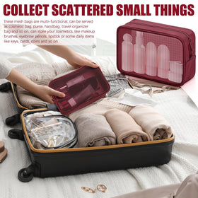 Weewooday Mesh Makeup Bag Set with stationery items