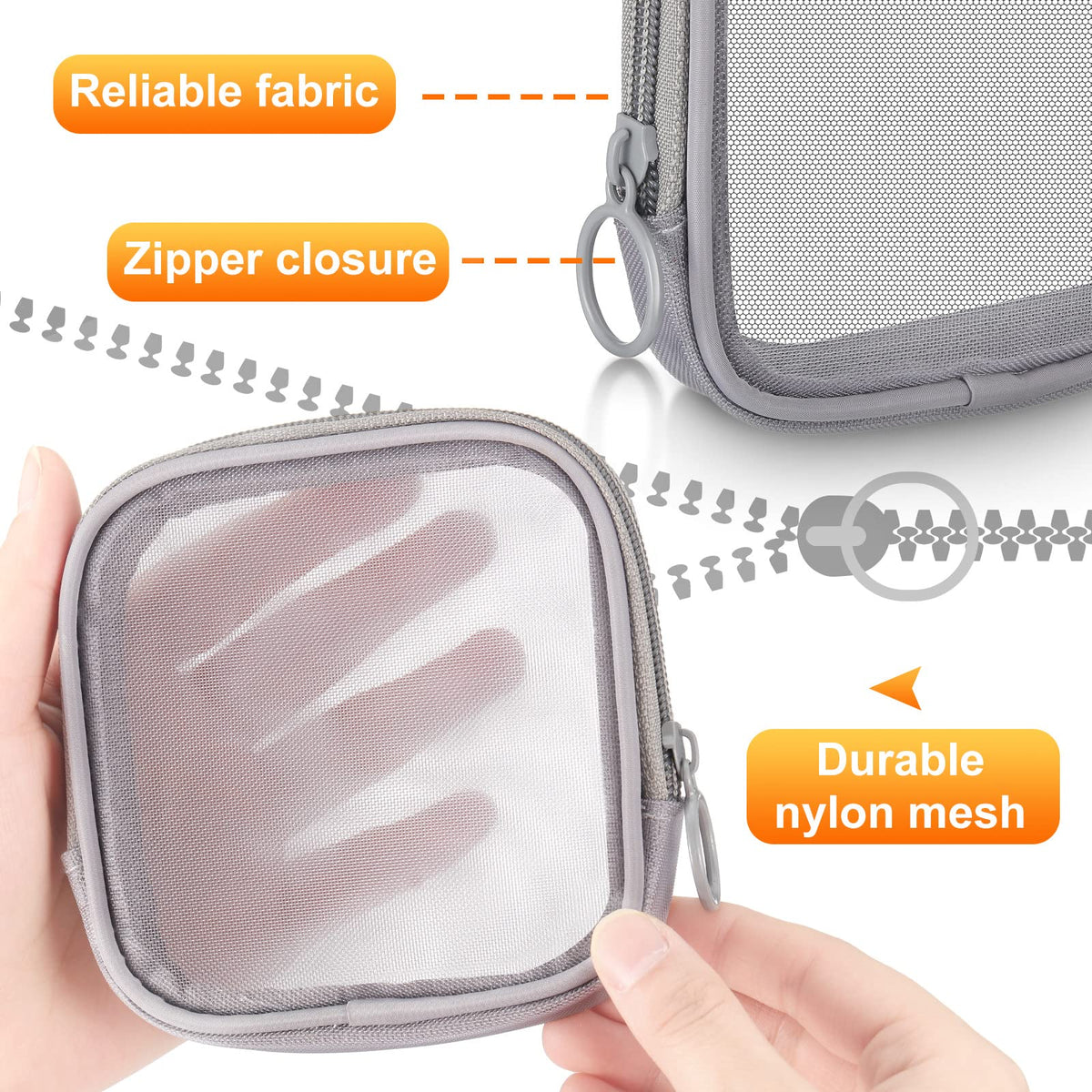 Weewooday mesh makeup bags displayed with cosmetics