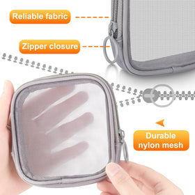 Weewooday mesh makeup bags displayed with cosmetics