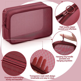 Weewooday Mesh Makeup Bags in various sizes, side view