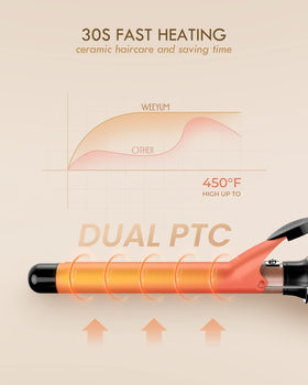 WEEYUM Curling Iron back view highlighting long barrel