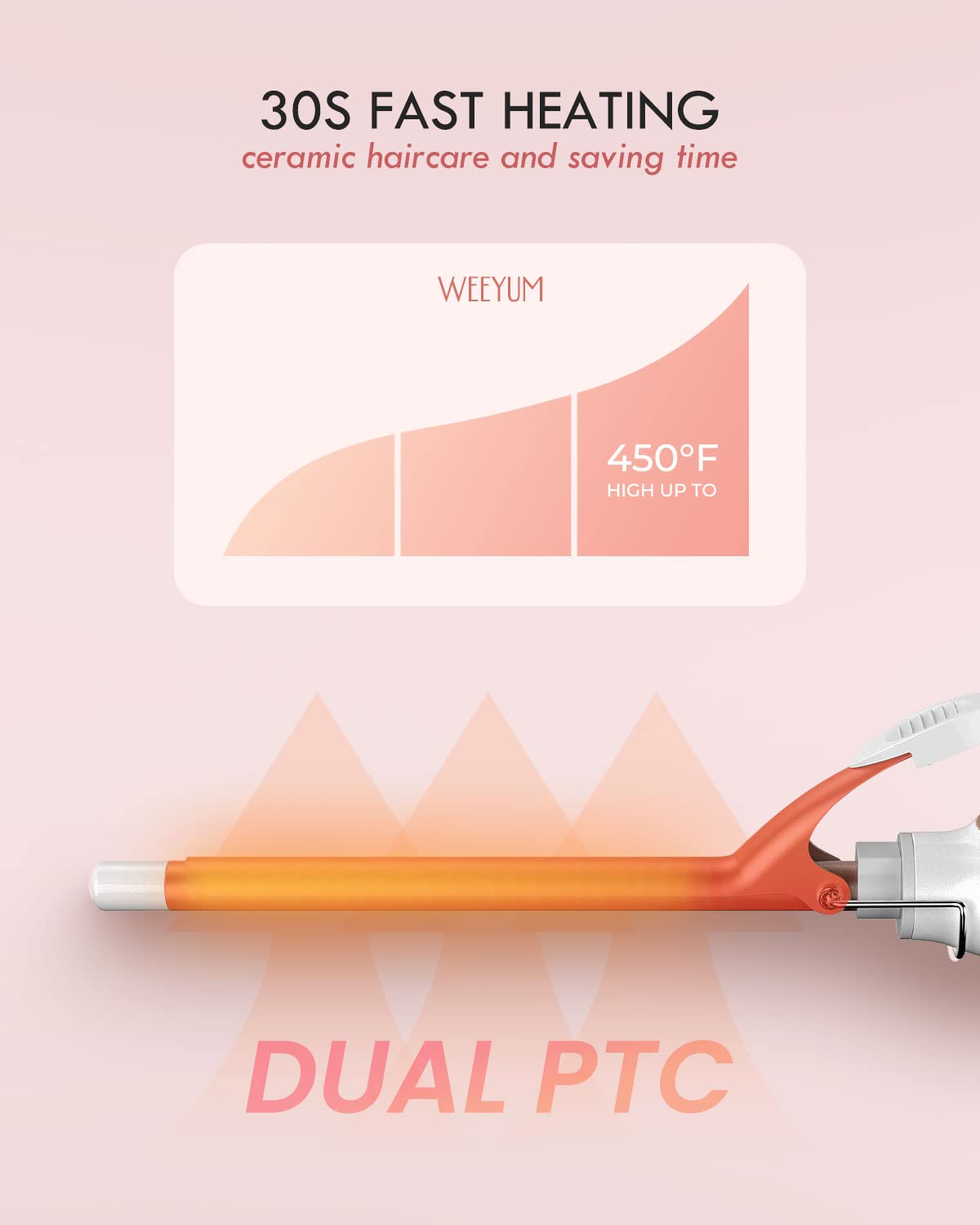 WEEYUM curling iron in lifestyle setting on vanity