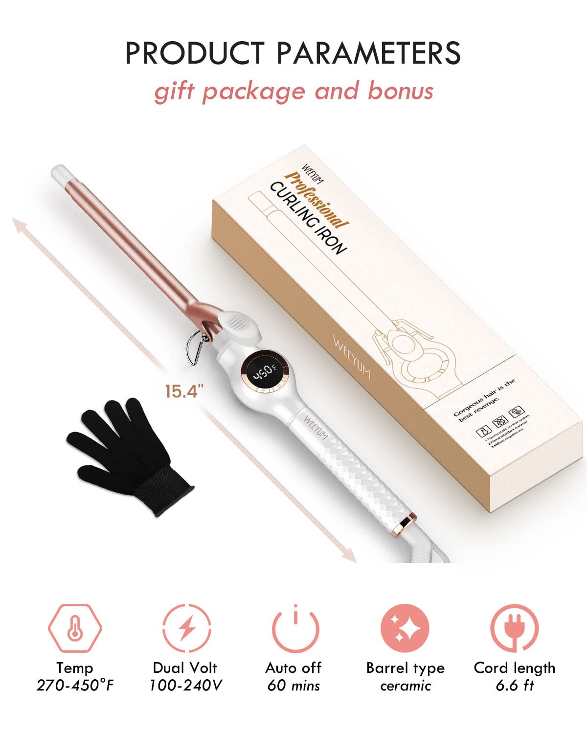 WEEYUM curling iron with 360-degree rotating cord