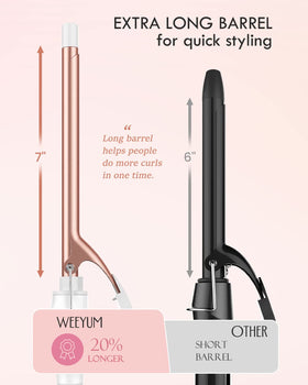 WEEYUM curling iron with glove and cooling tip included