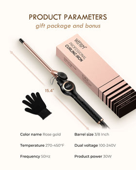 WEEYUM Small Curling Iron 3/8 inch barrel with temperature settings