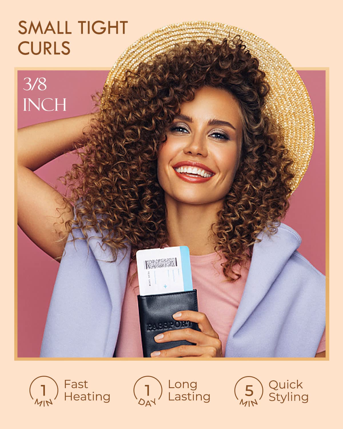 WEEYUM Small Curling Iron with LCD display showing temperature