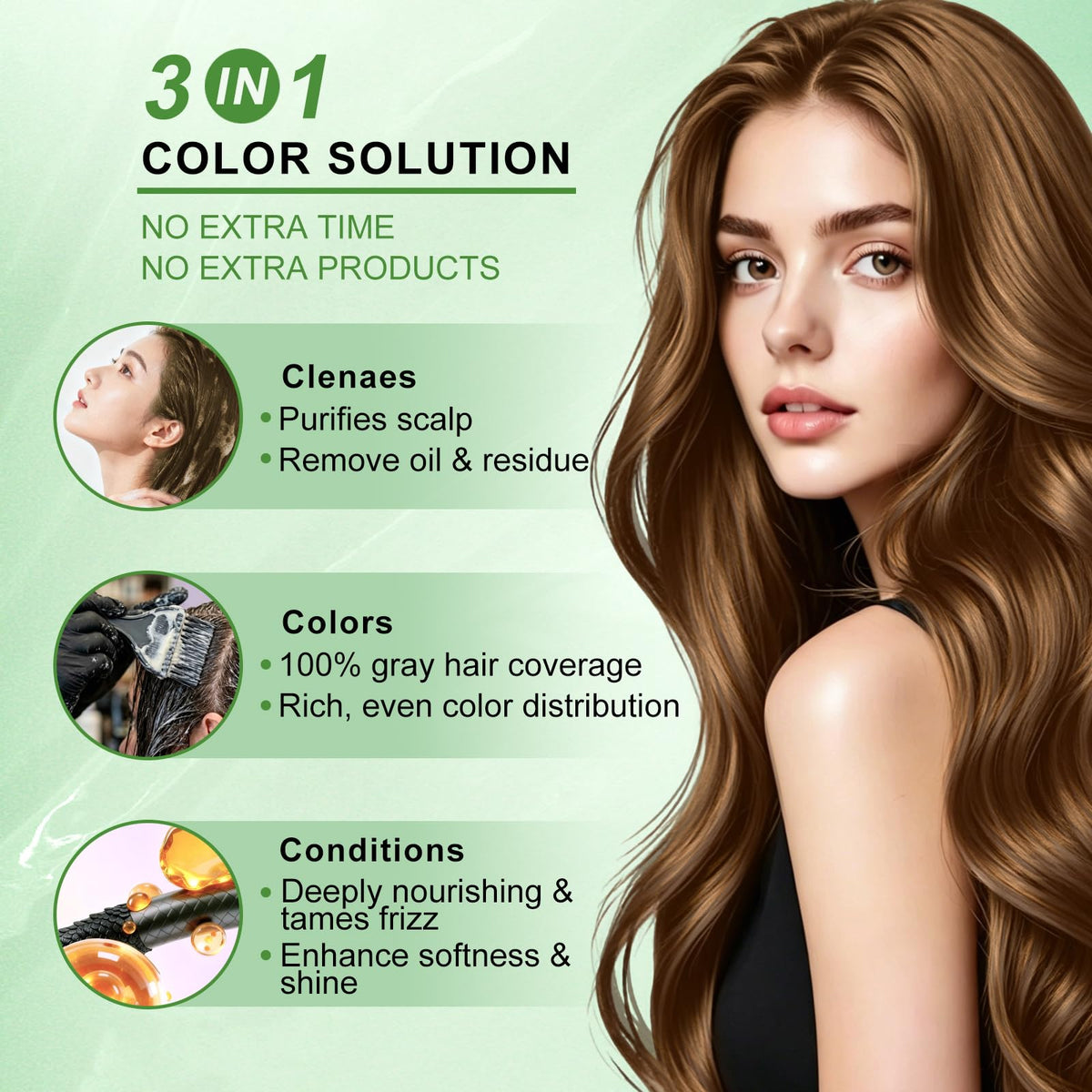 WEILNELL Light Brown Hair Dye Shampoo with gloves