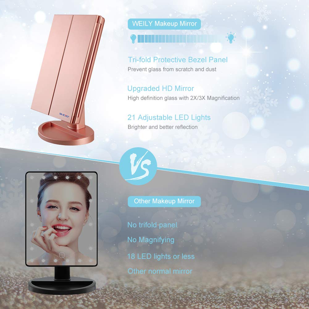 WEILY Makeup Mirror in a beauty setup with accessories