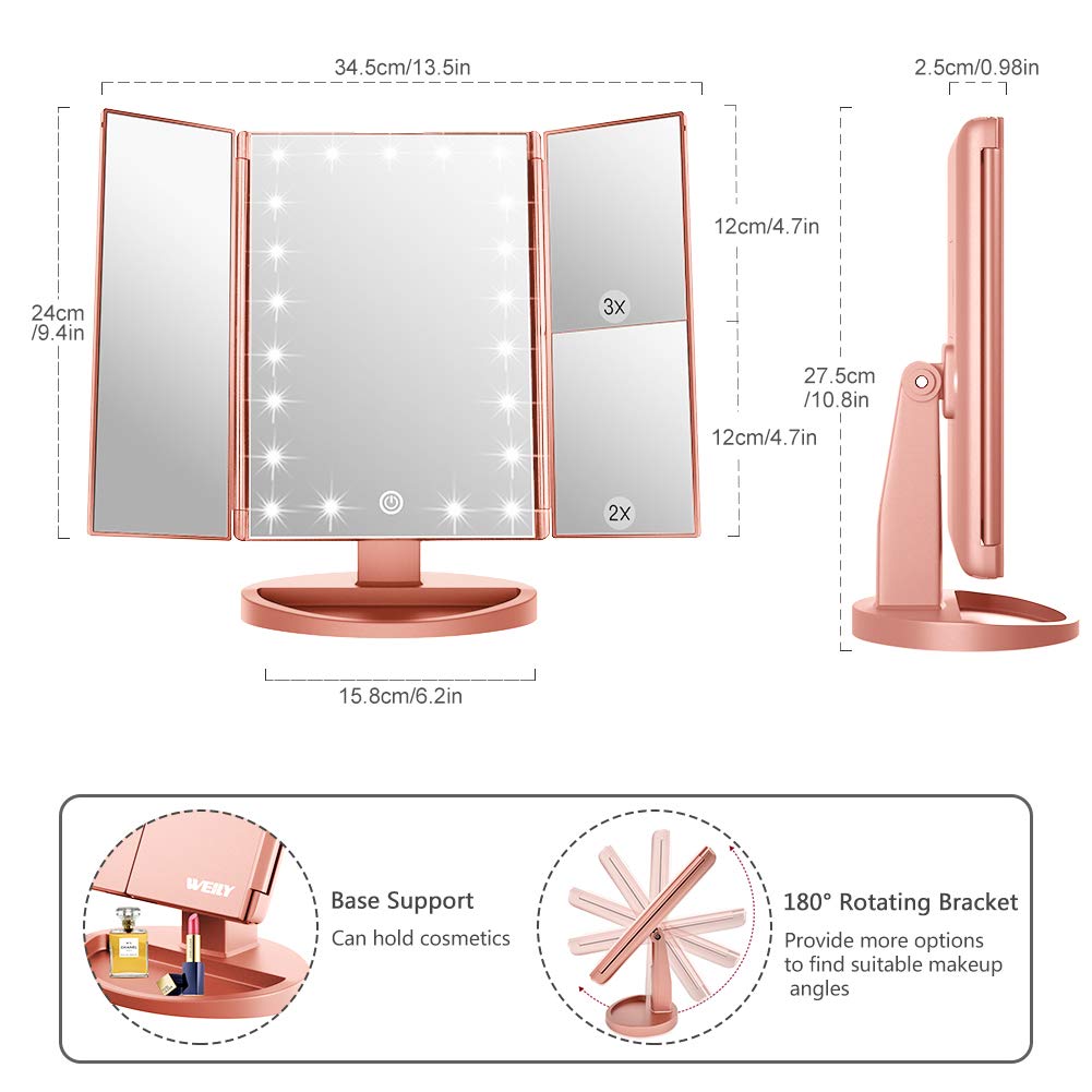 WEILY Makeup Mirror recessed base storing cosmetics