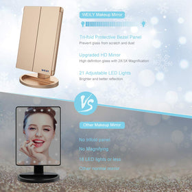 WEILY Makeup Mirror side view demonstrating 180-degree rotation