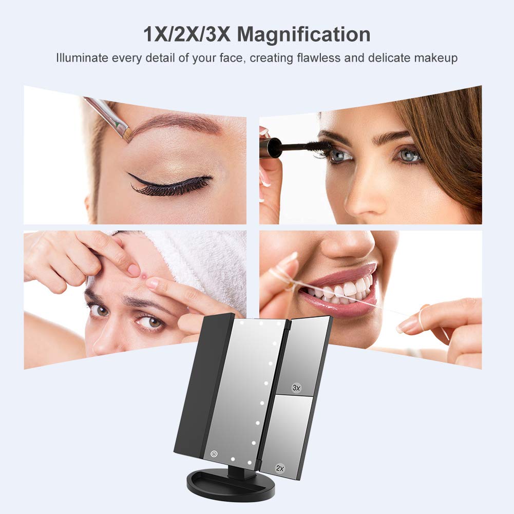 WEILY Makeup Mirror with touch sensor control close-up