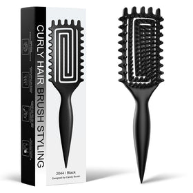 Weldilgit Curly Hair Brush front view with boar bristles