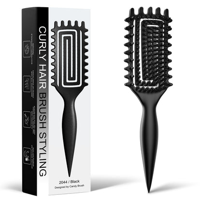 Weldilgit Curly Hair Brush front view with boar bristles