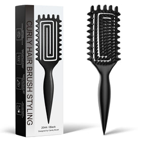Weldilgit Curly Hair Brush front view with boar bristles