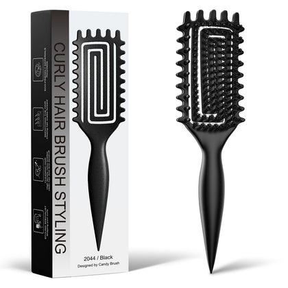 Weldilgit Curly Hair Brush front view with boar bristles