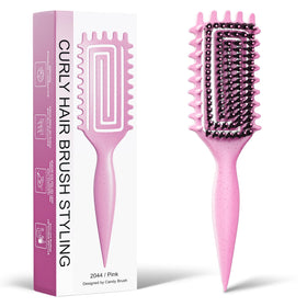 Weldilgit Curly Hair Brush front view with boar bristles