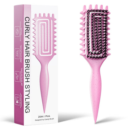 Weldilgit Curly Hair Brush front view with boar bristles