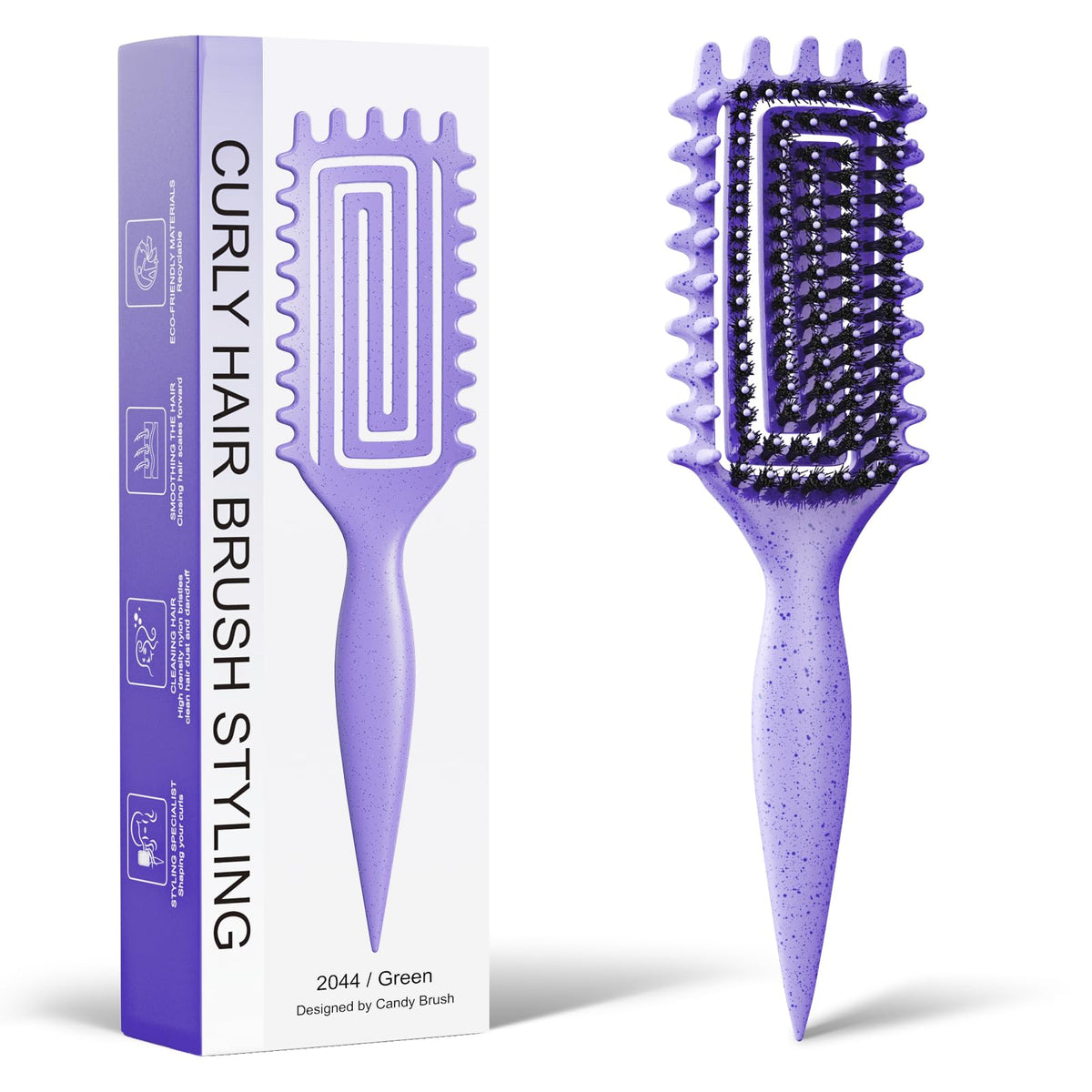 Weldilgit Curly Hair Brush front view with wide-tooth design