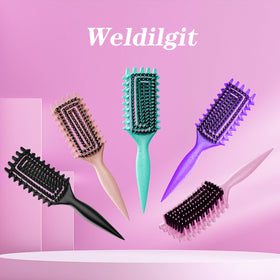 Weldilgit Curly Hair Brush in a travel bag for easy portability